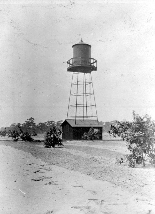 Water tower near Babson Park in the 1920s.